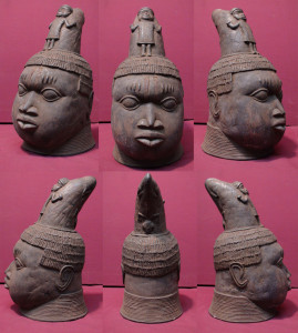 Benin Bronze Head - with Horn motif - $1,200.00